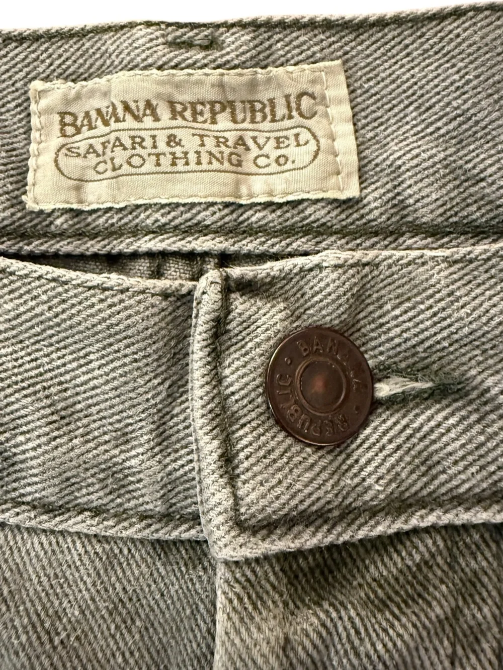 VTG Banana Republic Faded Gray Button Fly Jeans USA Straight 34x32 Fits 31x30